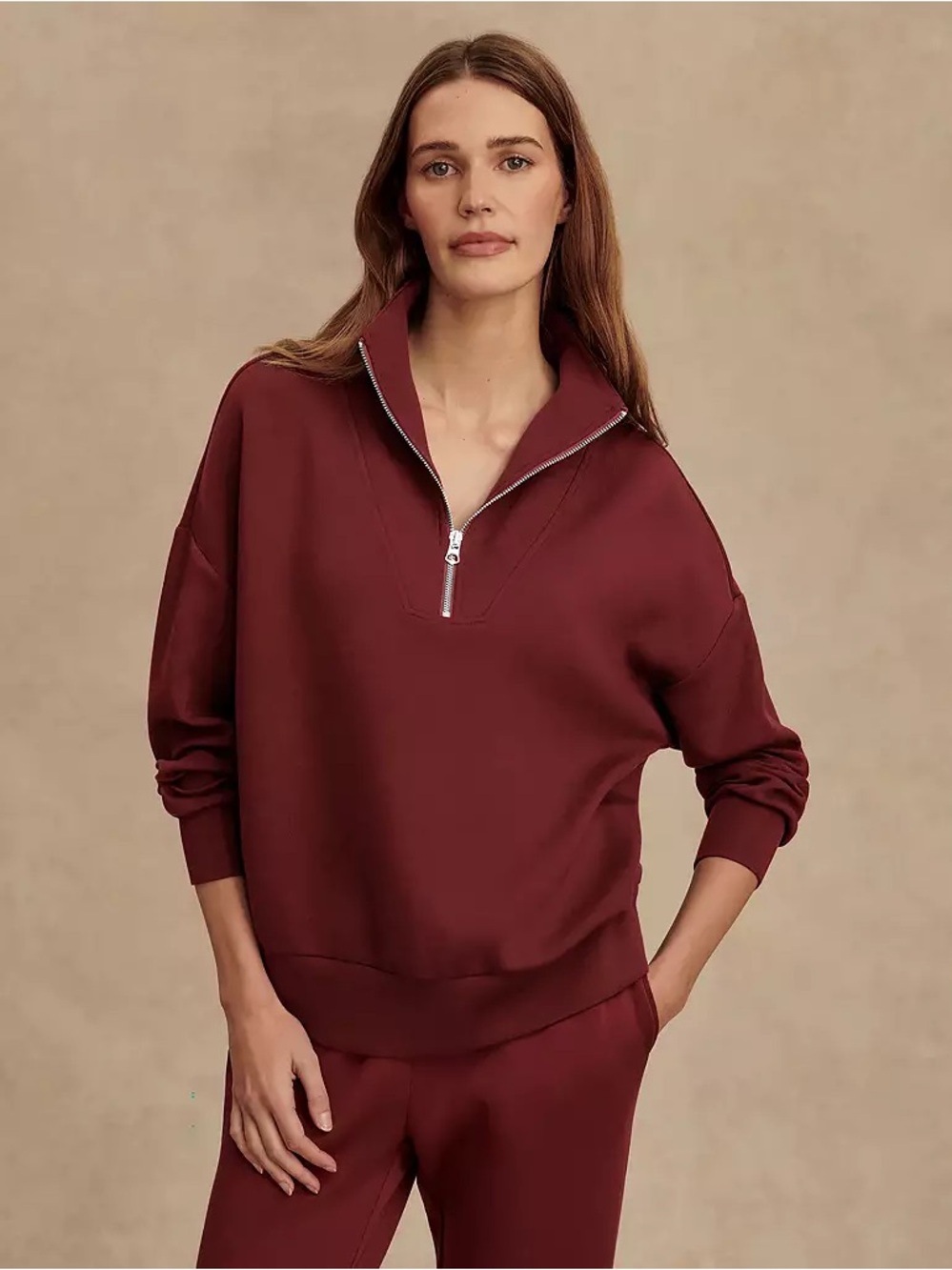 NWT Varley Hawley Half-Zip Pullover in New Maroon